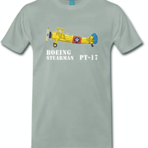 T-Shirt grün mit Boeing Stearman