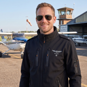 Pilot mit Fliegerjacke