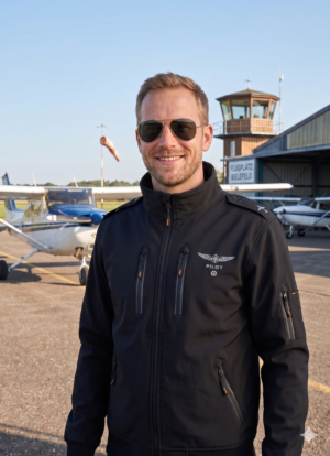 Pilot mit Fliegerjacke