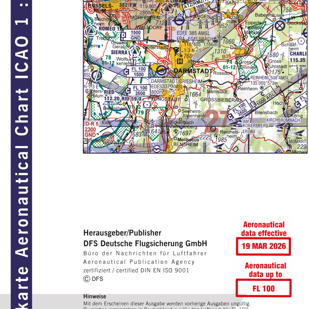ICAO-Karte - Jahr 2026 - Motorflug - 1:500.000 - Frankfurt