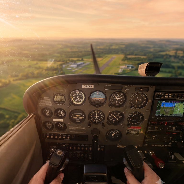 Cessna Flug am Abend